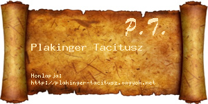 Plakinger Tacitusz névjegykártya